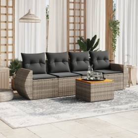 Garden sofa set with cushions 5 pieces gray synthetic rattan by , Garden sets - Ref: Foro24-3224884, Price: 329,52 €, Discoun...