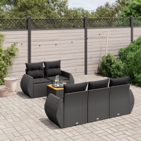 6-teiliges Gartensofa-Set und schwarze synthetische Rattankissen von , Gartensets - Ref: Foro24-3224886, Preis: 445,97 €, Rab...