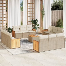 Set sofás de jardín con cojines 13 pzas ratán sintético beige de , Conjuntos de jardín - Ref: Foro24-3227521, Precio: 1,00 €,...