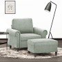 Light gray velvet armchair with stool 60 cm by , Sofas - Ref: Foro24-3201205, Price: 223,95 €, Discount: %