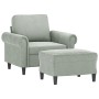 Light gray velvet armchair with stool 60 cm by , Sofas - Ref: Foro24-3201205, Price: 223,95 €, Discount: %