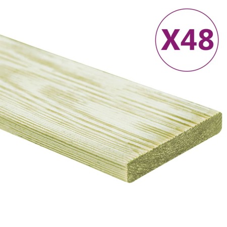 Terrace boards 48 units impregnated pine wood 5.76 m² 1m by , Floors and carpets - Ref: Foro24-3107770, Price: 241,94 €, Disc...