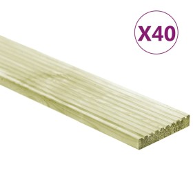 Terrace boards 40 pcs impregnated pine wood 5.8 m² 1m by , Floors and carpets - Ref: Foro24-3107766, Price: 355,92 €, Discoun...