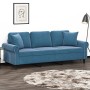 3-seater sofa with blue velvet cushions 180 cm by , Sofas - Ref: Foro24-3200964, Price: 309,77 €, Discount: %