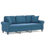 3-seater sofa with blue velvet cushions 180 cm by , Sofas - Ref: Foro24-3200964, Price: 309,77 €, Discount: %