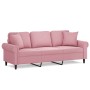 Sofá de 3 plazas con cojines terciopelo rosa 180 cm de , Sofás - Ref: Foro24-3200958, Precio: 309,77 €, Descuento: %