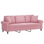 Sofá de 3 plazas con cojines terciopelo rosa 180 cm de , Sofás - Ref: Foro24-3200958, Precio: 309,77 €, Descuento: %