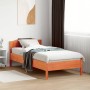 Bed frame with wax brown pine wood headboard 90x190 cm by , Beds and slatted bases - Ref: Foro24-842625, Price: 90,97 €, Disc...