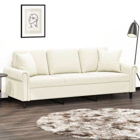 3-Sitzer-Sofa mit cremefarbenen Samtkissen, 180 cm von , Sofas - Ref: Foro24-3200963, Preis: 310,99 €, Rabatt: %