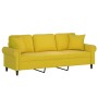 Sofá de 3 plazas con cojines terciopelo amarillo 180 cm de , Sofás - Ref: Foro24-3200961, Precio: 310,59 €, Descuento: %