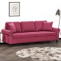 3-Sitzer-Sofa mit roten Samtkissen 180 cm von , Sofas - Ref: Foro24-3200959, Preis: 313,84 €, Rabatt: %