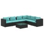 Set de muebles de jardín 7 pzas y cojines ratán sintético negro de , Conjuntos de jardín - Ref: Foro24-3101729, Precio: 740,9...