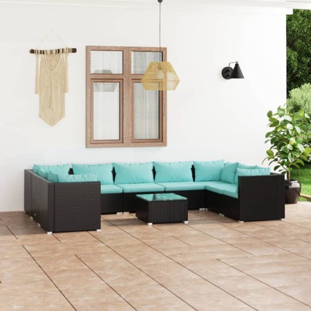 Set de muebles de jardín 10 pzas cojines ratán sintético negro de , Conjuntos de jardín - Ref: Foro24-3101977, Precio: 1,00 €...