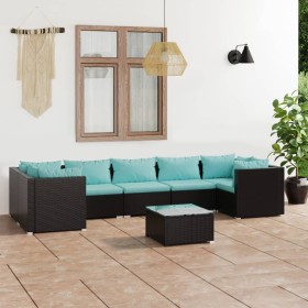 8-teiliges Gartenmöbel-Set und schwarze synthetische Rattankissen von , Gartensets - Ref: Foro24-3101961, Preis: 920,99 €, Ra...