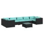 Set de muebles de jardín 8 pzas y cojines ratán sintético negro de , Conjuntos de jardín - Ref: Foro24-3101961, Precio: 973,7...