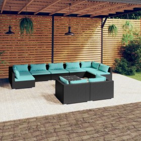 Garden furniture set 10 pieces black synthetic rattan cushions by , Garden sets - Ref: Foro24-3102065, Price: 1,00 €, Discoun...