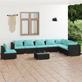 9-teiliges Gartenmöbel-Set und schwarze synthetische Rattankissen von , Gartensets - Ref: Foro24-3102377, Preis: 818,99 €, Ra...