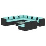 Set de muebles de jardín 10 pzas cojines ratán sintético negro de , Conjuntos de jardín - Ref: Foro24-3102425, Precio: 1,00 €...