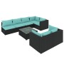 Set de muebles de jardín 8 pzas y cojines ratán sintético negro de , Conjuntos de jardín - Ref: Foro24-3102465, Precio: 973,7...