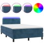 Cama box spring colchón y LED terciopelo azul oscuro 120x200 cm de , Camas y somieres - Ref: Foro24-3134337, Precio: 364,99 €...