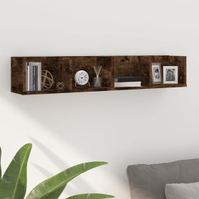 CD wall shelf in smoked oak wood 100x18x18cm by , Shelves and shelves - Ref: Foro24-826617, Price: 27,44 €, Discount: %