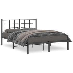 Bed frame with black metal headboard 135x190 cm by , Beds and slatted bases - Ref: Foro24-355560, Price: 100,64 €, Discount: %