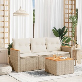 Garden sofa set with cushions 4 pieces beige synthetic rattan by , Garden sets - Ref: Foro24-3225764, Price: 303,11 €, Discou...