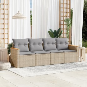 Gartensofa-Set mit beigem Kissenmix, 4-teilig aus PE-Rattan von , Gartensets - Ref: Foro24-3225772, Preis: 266,02 €, Rabatt: %