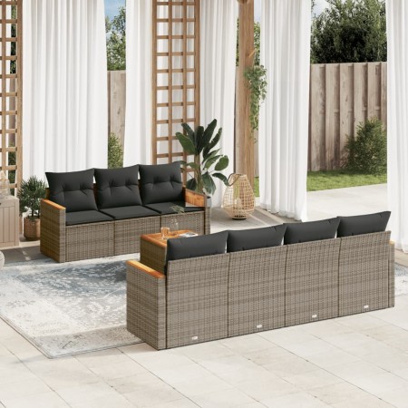 8-teiliges Gartensofa-Set und graue synthetische Rattankissen von , Gartensets - Ref: Foro24-3225808, Preis: 508,20 €, Rabatt: %