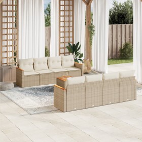 9-teiliges Gartensofa-Set mit beigen synthetischen Rattankissen von , Gartensets - Ref: Foro24-3225820, Preis: 680,99 €, Raba...