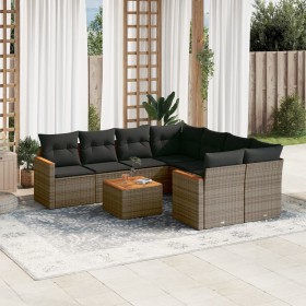 9-teiliges Gartenmöbel-Set und graue synthetische Rattankissen von , Gartensets - Ref: Foro24-3225829, Preis: 573,50 €, Rabat...