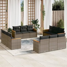 12-teiliges Gartensofa-Set mit grauen synthetischen Rattankissen von , Gartensets - Ref: Foro24-3225836, Preis: 919,03 €, Rab...