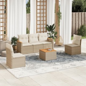 Gartensofa-Set mit Kissen, 6-teilig, beiges synthetisches Rattan von , Gartensets - Ref: Foro24-3225855, Preis: 439,45 €, Rab...