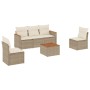 Garden sofa set with cushions 6 pieces beige synthetic rattan by , Garden sets - Ref: Foro24-3225855, Price: 435,99 €, Discou...