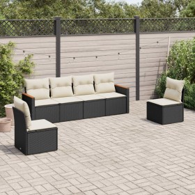 6-teiliges Gartensofa-Set und schwarze synthetische Rattankissen von , Gartensets - Ref: Foro24-3225860, Preis: 347,16 €, Rab...