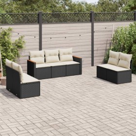 7-teiliges Garten-Essset und schwarze Kissen aus synthetischem Rattan von , Gartensets - Ref: Foro24-3225874, Preis: 403,56 €...