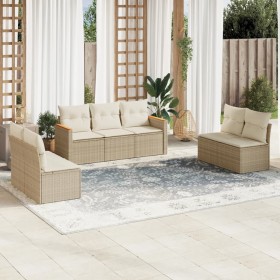 7-teiliges Gartensofa-Set und beige synthetische Rattankissen von , Gartensets - Ref: Foro24-3225876, Preis: 516,83 €, Rabatt: %