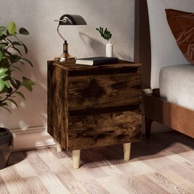 Bedside table solid wood legs smoked oak 40x35x50 cm by vidaXL, Nightstands - Ref: Foro24-813122, Price: 30,99 €, Discount: %