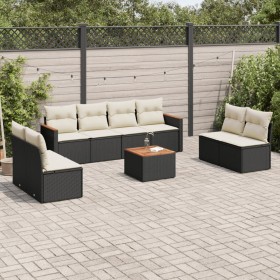 8-teiliges Gartensofa-Set und schwarze synthetische Rattankissen von , Gartensets - Ref: Foro24-3225895, Preis: 502,10 €, Rab...