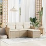 Gartensofa-Set mit Kissen, 4-teilig, beiges synthetisches Rattan von , Gartensets - Ref: Foro24-3225904, Preis: 302,88 €, Rab...