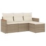 Gartensofa-Set mit Kissen, 4-teilig, beiges synthetisches Rattan von , Gartensets - Ref: Foro24-3225904, Preis: 302,88 €, Rab...