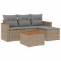 Gartensofa-Set mit beigem Kissenmix, 5-teilig aus PE-Rattan von , Gartensets - Ref: Foro24-3225912, Preis: 310,03 €, Rabatt: %