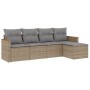 Gartensofa-Set mit beigem Kissenmix, 5-teilig aus PE-Rattan von , Gartensets - Ref: Foro24-3225919, Preis: 314,26 €, Rabatt: %