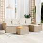 Gartensofa-Set mit Kissen, 6-teilig, beiges synthetisches Rattan von , Gartensets - Ref: Foro24-3225925, Preis: 419,33 €, Rab...