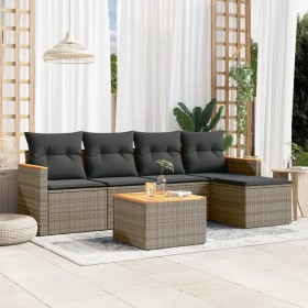 6-piece garden furniture set and gray synthetic rattan cushions by , Garden sets - Ref: Foro24-3225927, Price: 354,54 €, Disc...