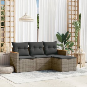 4-piece garden sofa set and gray synthetic rattan cushions by , Garden sets - Ref: Foro24-3225906, Price: 253,47 €, Discount: %