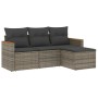 Set de sofás de jardín 4 pzas y cojines ratán sintético gris de , Conjuntos de jardín - Ref: Foro24-3225906, Precio: 253,47 €...