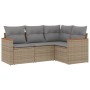 Garden sofa set with beige cushions mix 4 pieces PE rattan by , Garden sets - Ref: Foro24-3225933, Price: 295,05 €, Discount: %