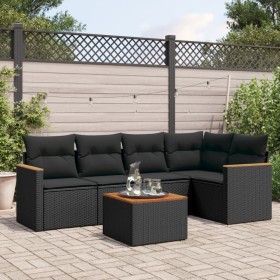 6-teiliges Gartensofa-Set und schwarze synthetische Rattankissen von , Gartensets - Ref: Foro24-3225950, Preis: 368,12 €, Rab...