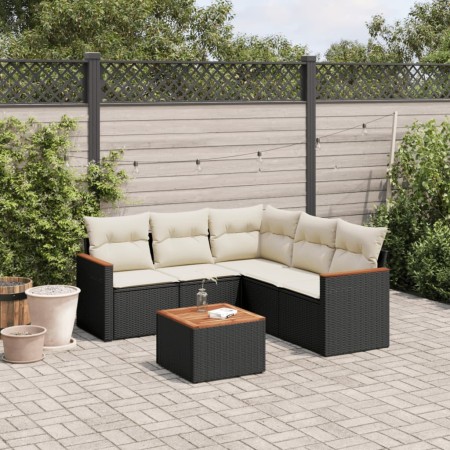 6-teiliges Gartensofa-Set und schwarze synthetische Rattankissen von , Gartensets - Ref: Foro24-3225965, Preis: 375,03 €, Rab...